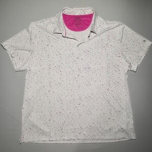 Birdies White Polo with Pink Speckle Print